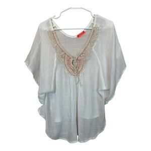 Embroidered Boho Bohemian Blouse Shirt Top Cottage Indie Fairy Festival Hippie L